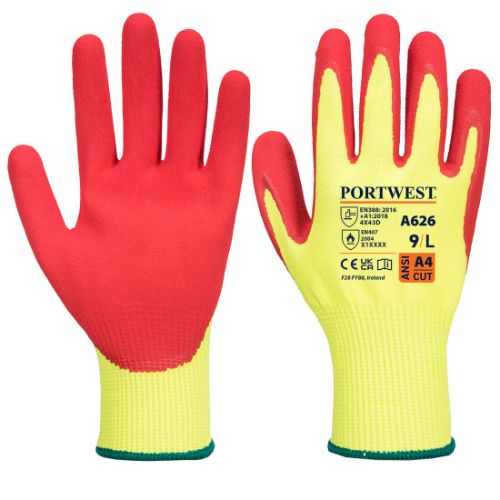 Portwest Vis-Tex HR Cut Glove - Nitrile Yellow/Red Yellow/Red